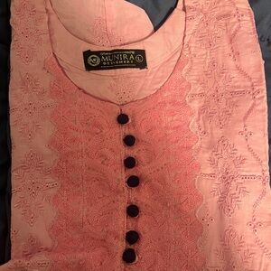 Pink Embroidered Long Sleeve Dress